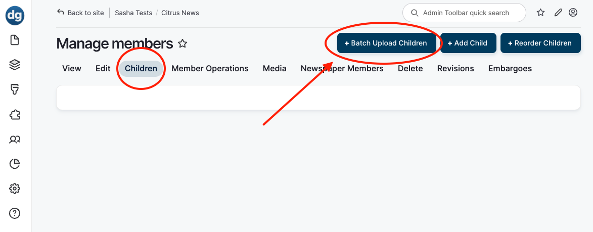 <# Button for batch upload of Page objects #>