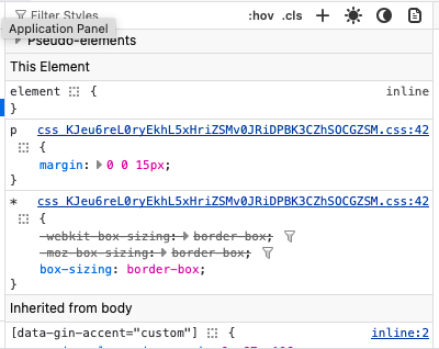 <# CSS Elements pane in the browser Inspect tool #>