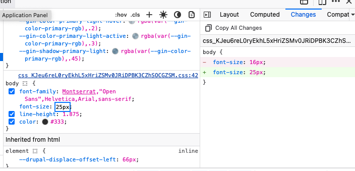 <# Changing font size in CSS pane #>